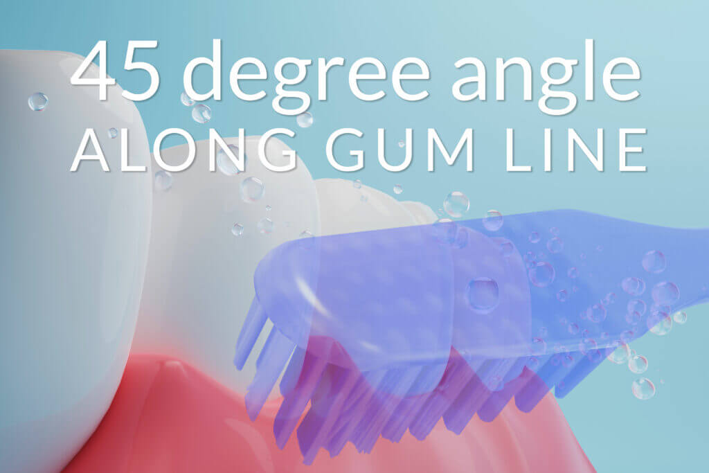 Correctly using Good-Gums with a toothbrush - at 45 degrees along the gum line.